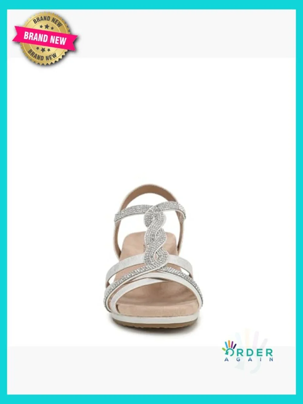 Wedge Sandals Slingback Rhinestone Casual Comfort Slip On 1 7/8 Inch Heel